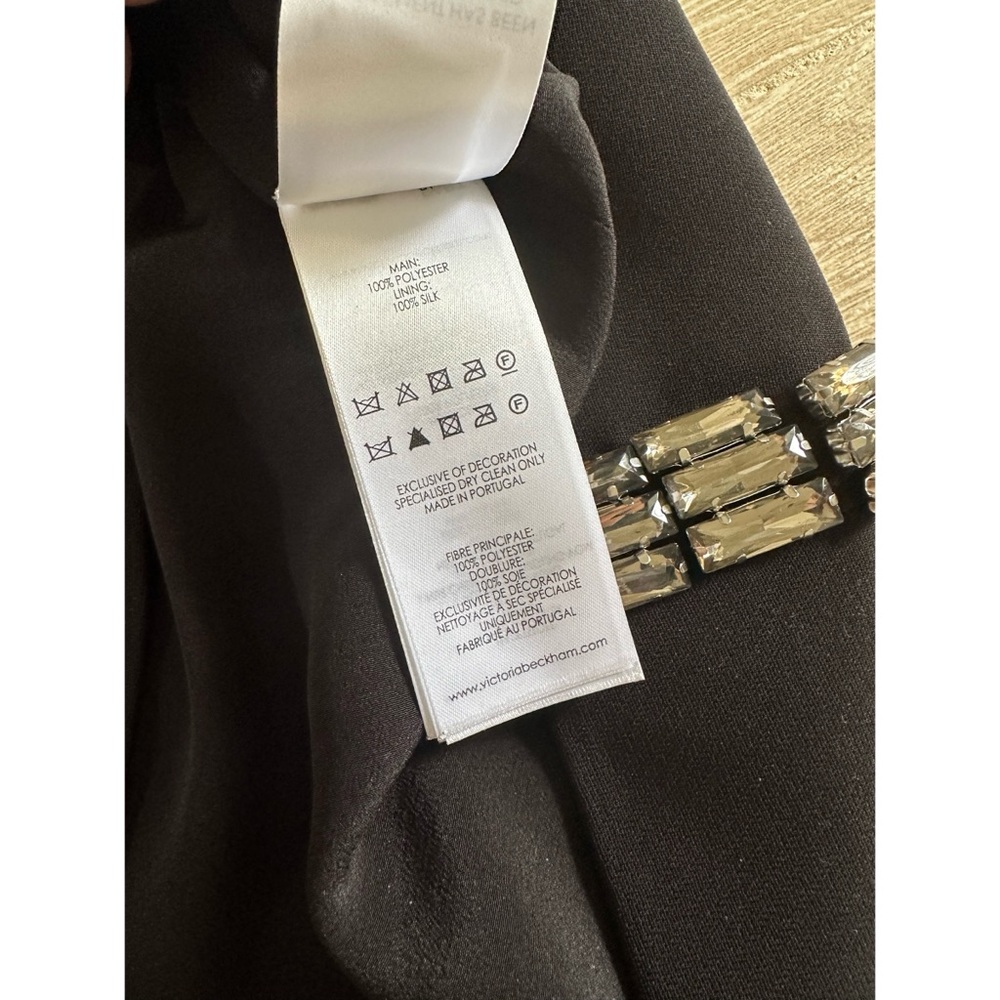 Victoria Beckham black crepe shift dress with side crystal embellishments sz 0 - Picture 13 of 13